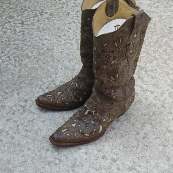 Corral Bone Inlay Studded Boot size 9.5 M - Picture 14 of 14